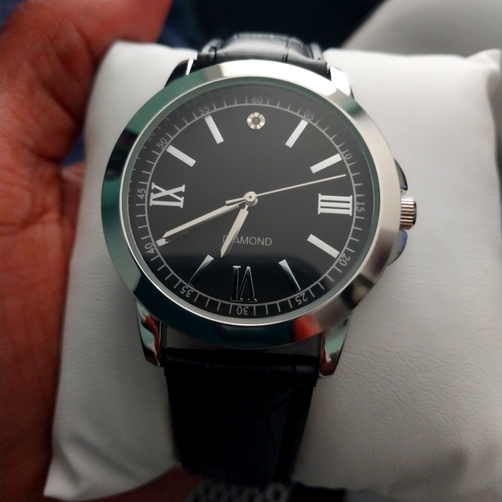 Men's faux leather watch